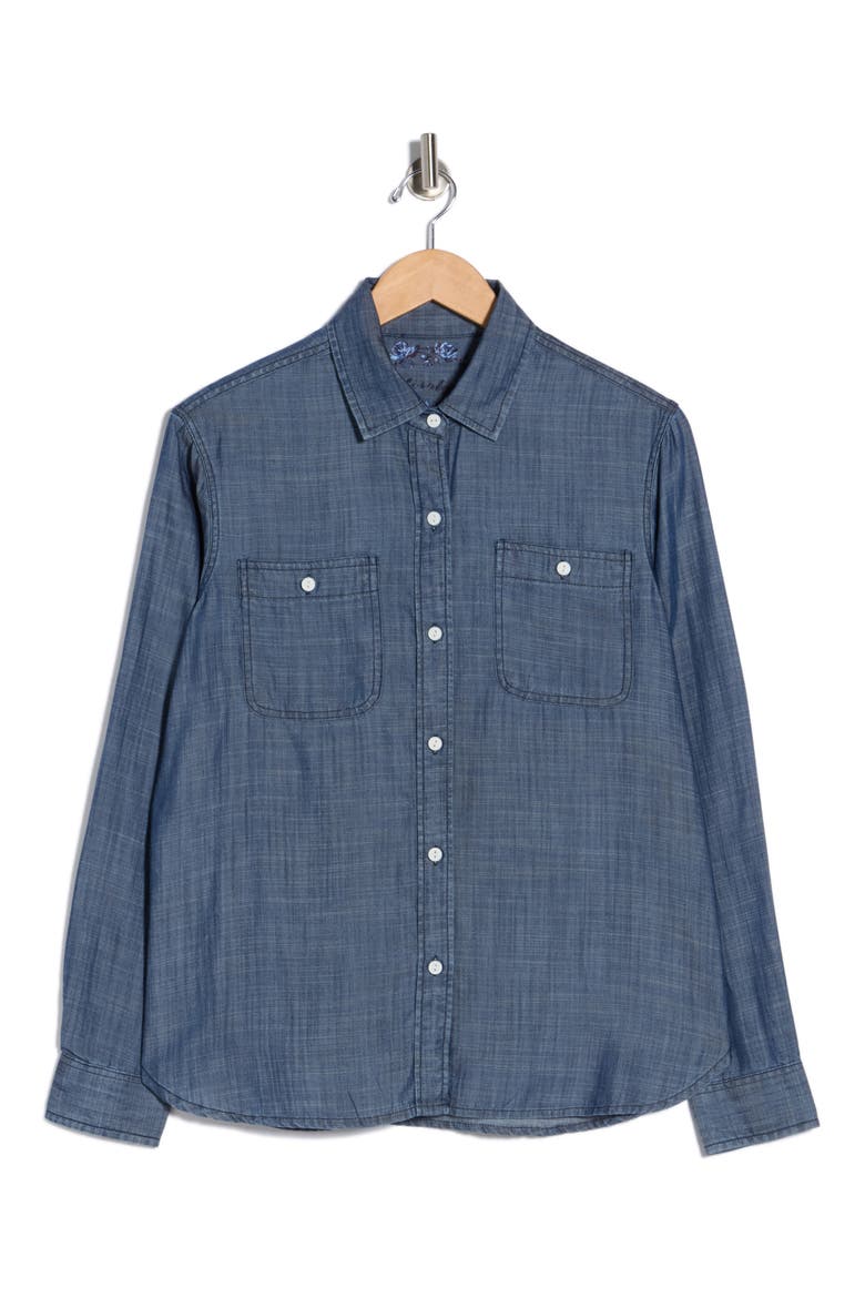 Loose Fit Denim Button-Up Shirt, Alternate, color, DARK WASH