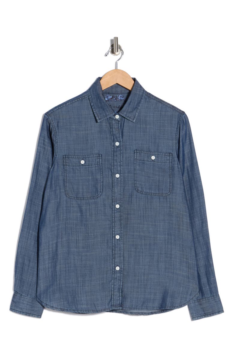 Tailor Vintage Loose Fit Denim Button-Up Shirt, Alternate, color, Dark Wash