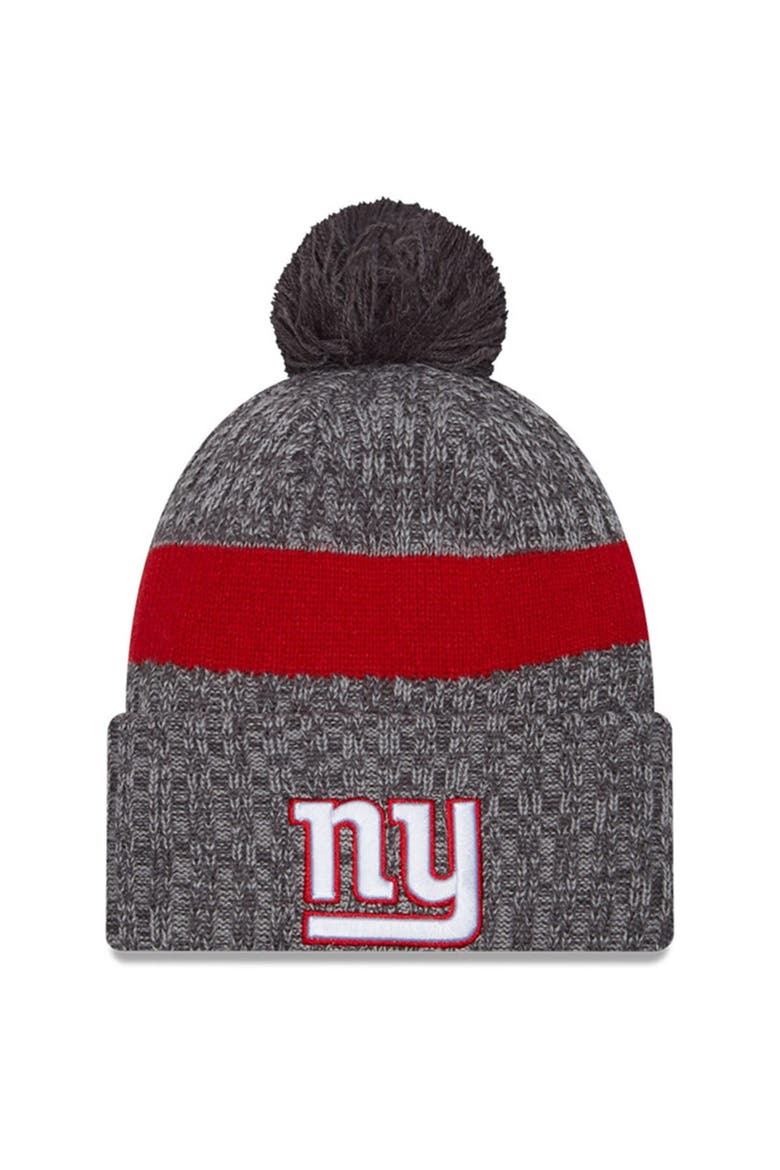 Men's New Era  Gray New York Giants 2023 Sideline Sport Cuffed Pom Knit Hat, Main, color, Gray