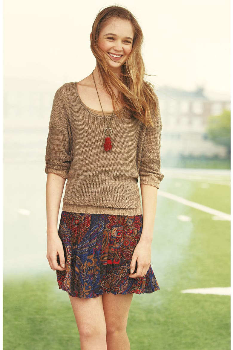 Pleated Print Skirt, Alternate, color, BLUE PRINT