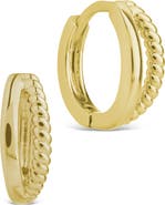 Sterling Forever Judit Braided & Polished Micro Huggie Hoop Earrings