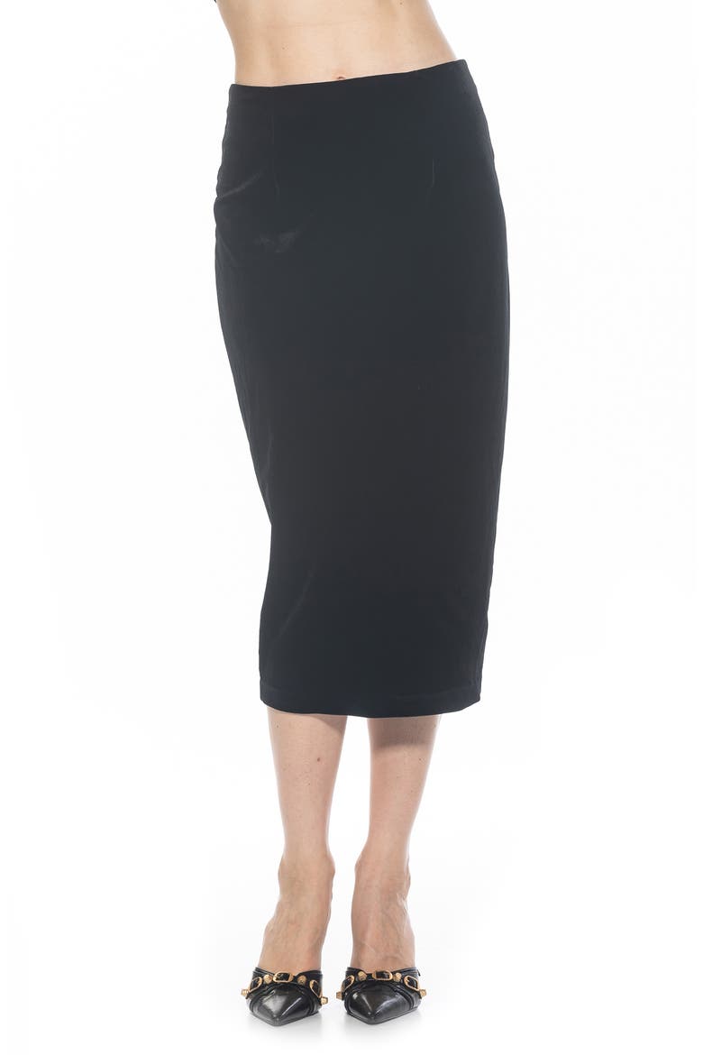 Jayden Velvet Midi Skirt, Main, color, BLACK