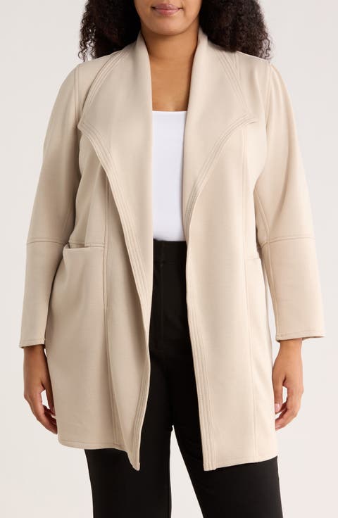 Draped Collar Scuba Jacket (Plus)