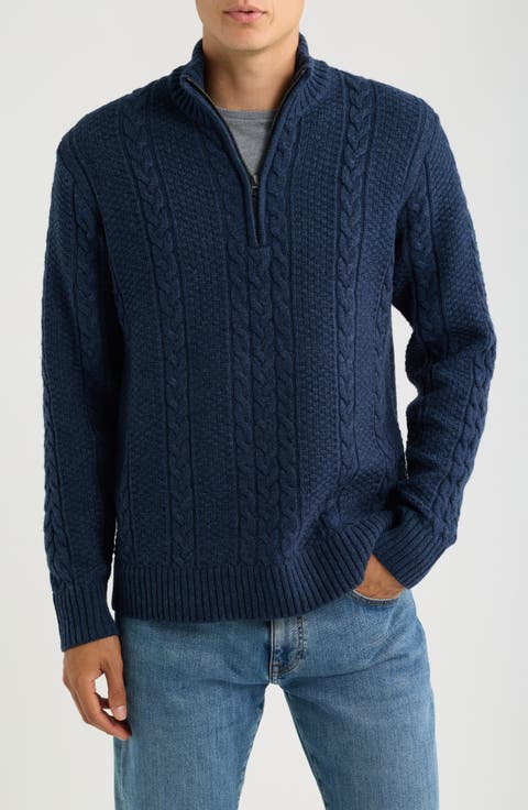 Cable Knit Quarter Zip Sweater