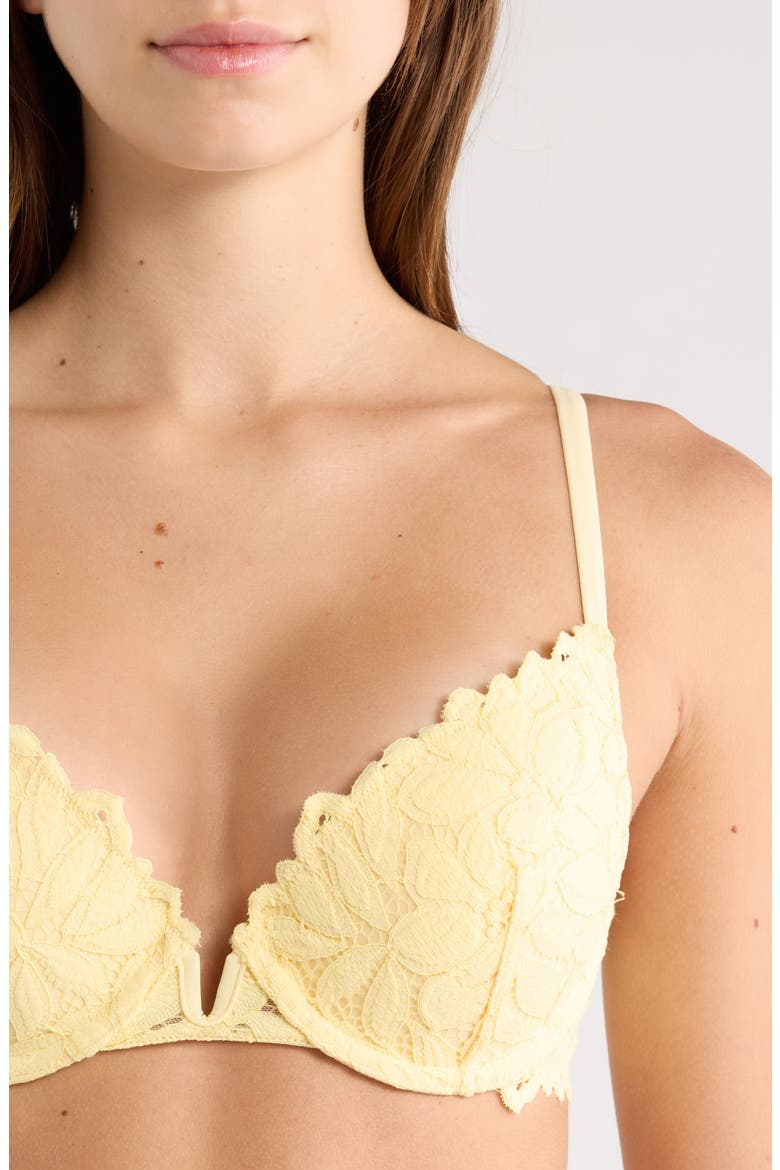 Celeste Floral Lace Push-Up Underwire Bra, Alternate, color, VANILLA