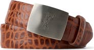 ASHWORTH GOLF Embossed Croc Belt Golfman Plaque Buckle
