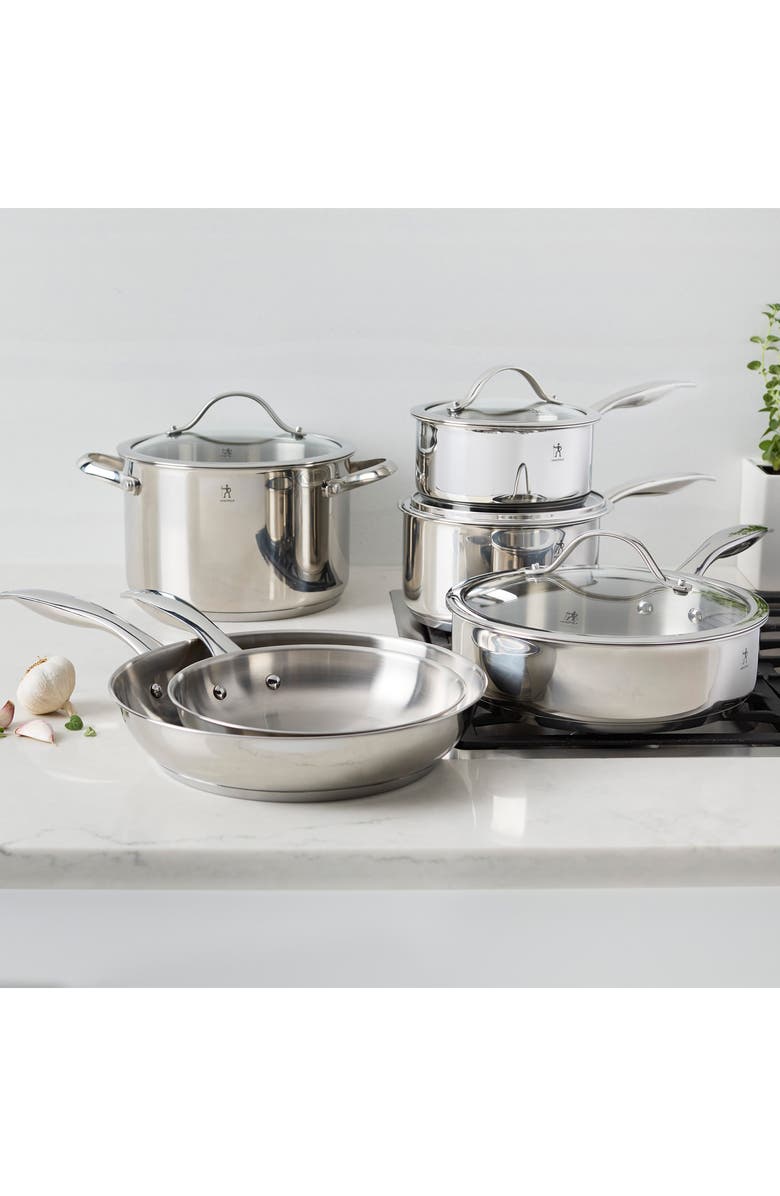 HENCKELS CUTLERY Aragon 10-Piece Stainless Steel Cookware Set, Alternate, color, Silver