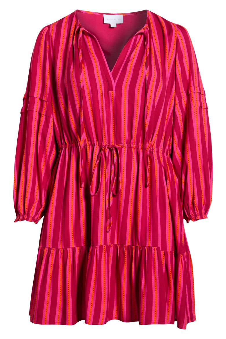 Clarisa Stripes Lomie Long Sleeve Dress, Alternate, color, FUCHSIA-ORANGE