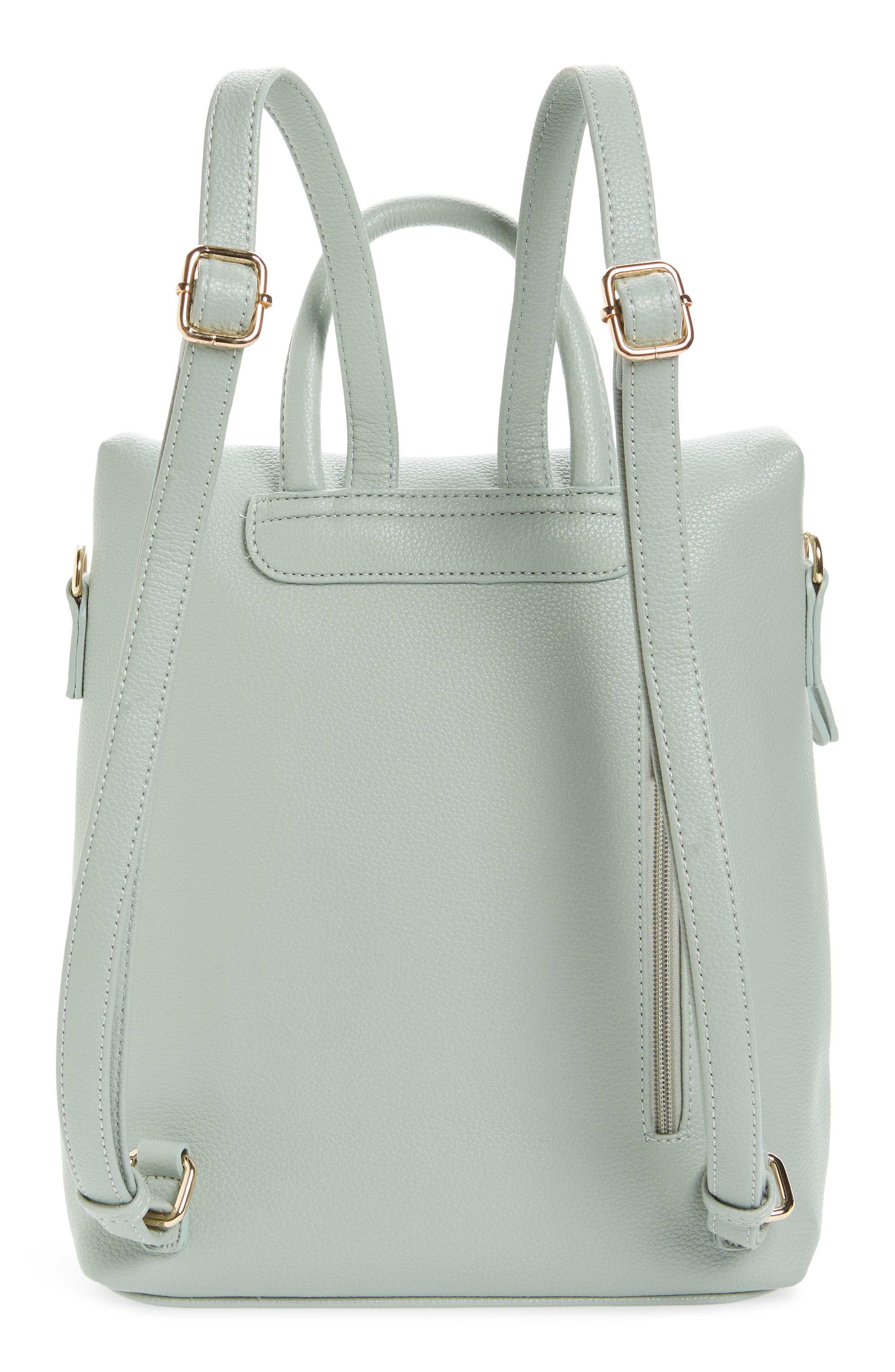 Square Faux Leather Backpack, Alternate, color, BLUE DRIFT