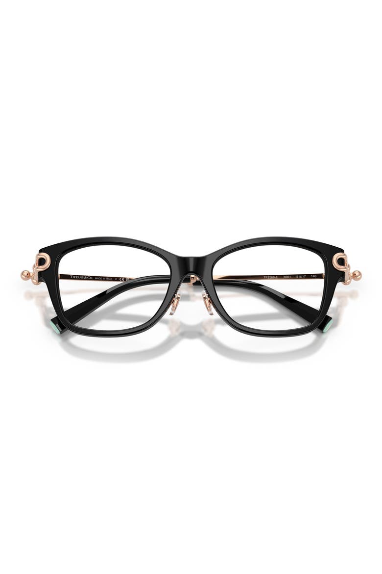 Butterfly 51mm Low Bridge Rectangular Optical Glasses, Alternate, color, BLACK/ DEMO LENS