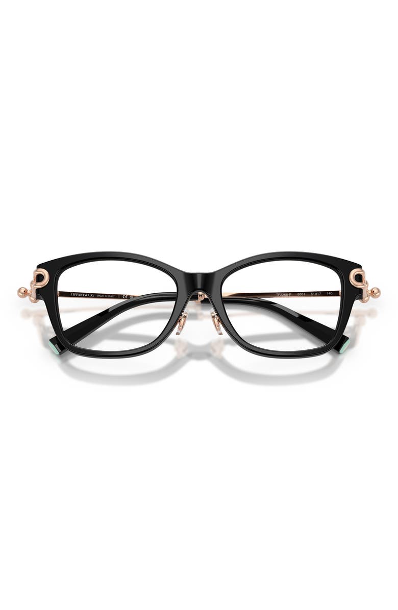 Tiffany & Co. Butterfly 51mm Low Bridge Rectangular Optical Glasses, Alternate, color, Black/ Demo Lens