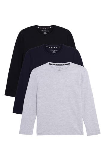 X-ray Xray Kids' 3-pack Long Sleeve Cotton T-shirts In Multi