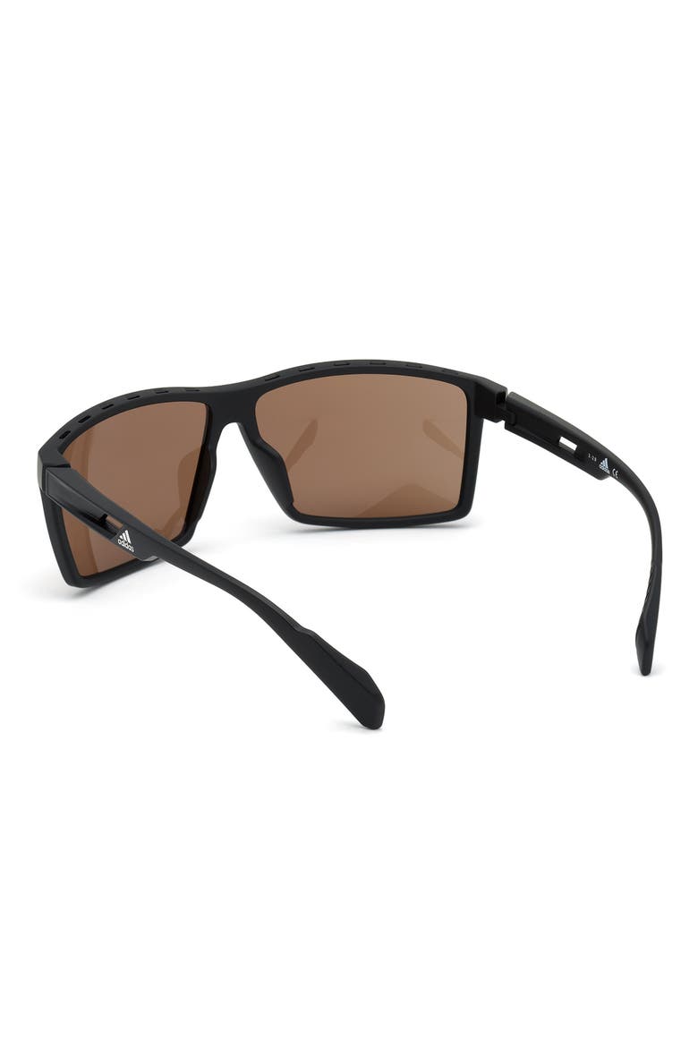 63mm Rectangular Sunglasses, Alternate, color, MATTE BLACK / BROWN LENSES