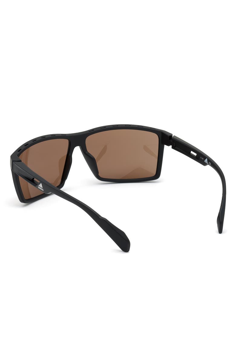 adidas 63mm Rectangular Sunglasses, Alternate, color, Matte Black / Brown Lenses