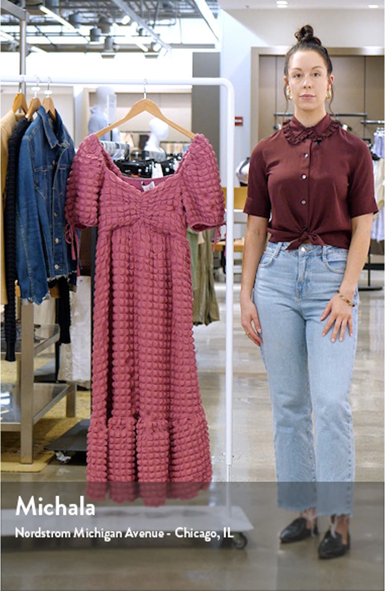 Texture Puff Sleeve Maxi Dress