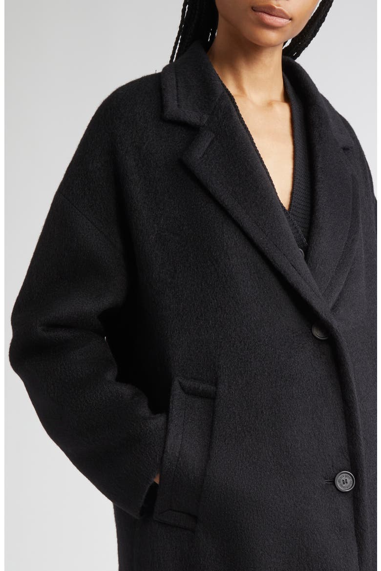 Single Breaste Wool Blend Coccon Coat, Alternate, color, BLACK