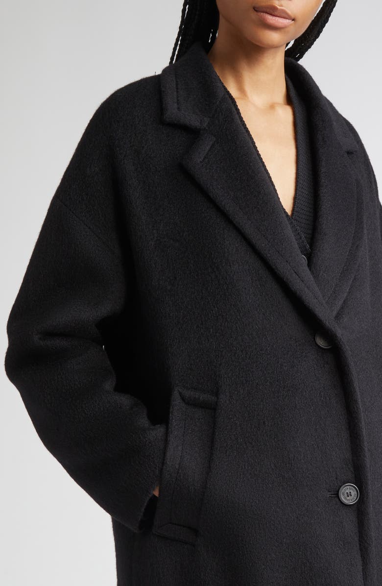 Golden Goose Single Breaste Wool Blend Coccon Coat, Alternate, color, Black