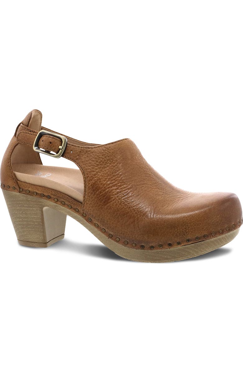 Dansko Sassy Cutout Clog, Main, color, Tan Milled Burnished