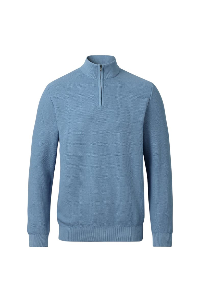 Cotton Zip Neck Sweater, Alternate, color, Ocean Blue