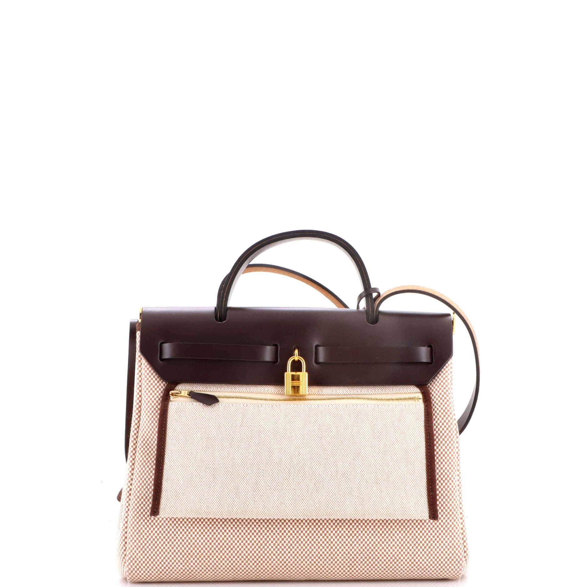 Pre-Owned Hermes Herbag Zip Criss Viking Toile and Leather 31, Alternate, color, Ecru