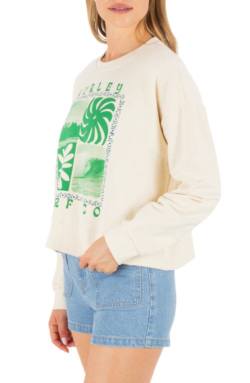 Hurley Cycles Of The Earth Boxy Crewneck Sweatshirt In White