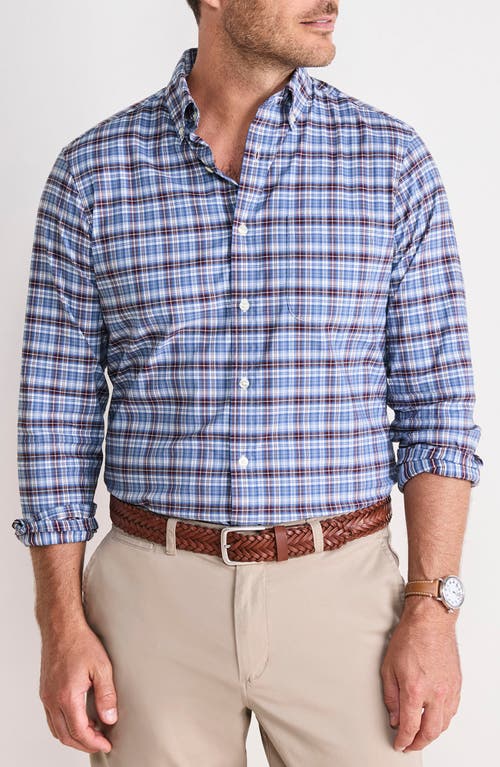 Vineyard Vines Faraway Performance Cotton Blend Button-down Shirt In Blue