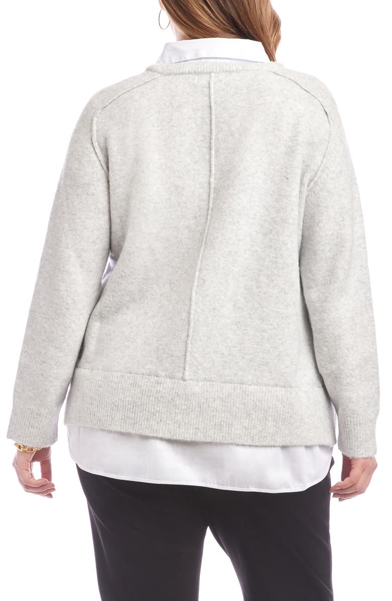 Karen Kane Mixed Media Layered Sweater, Alternate, color, Light Heather Gray