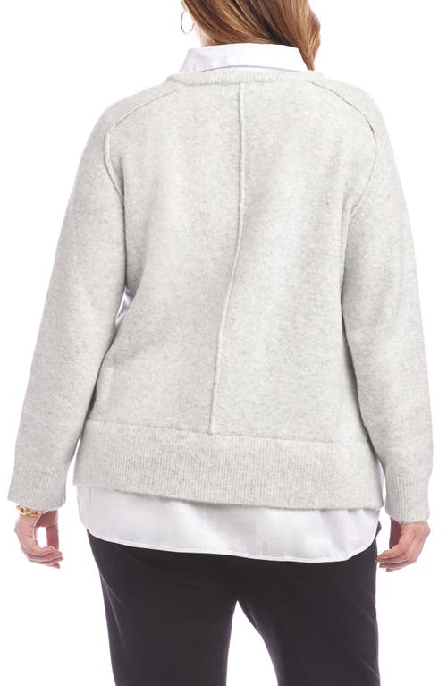 Karen Kane Mixed Media Layered Sweater In Gray
