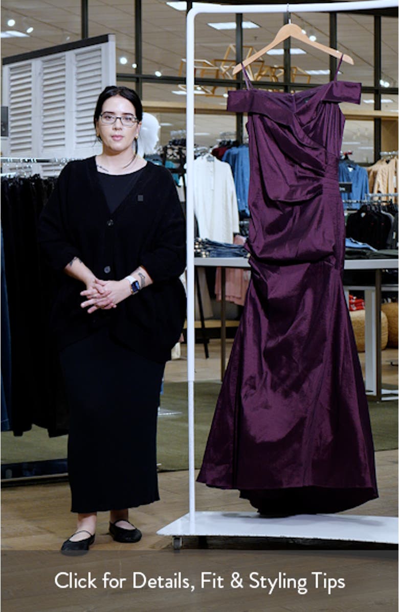 Off the Shoulder Taffeta Sheath Gown, sales video thumbnail