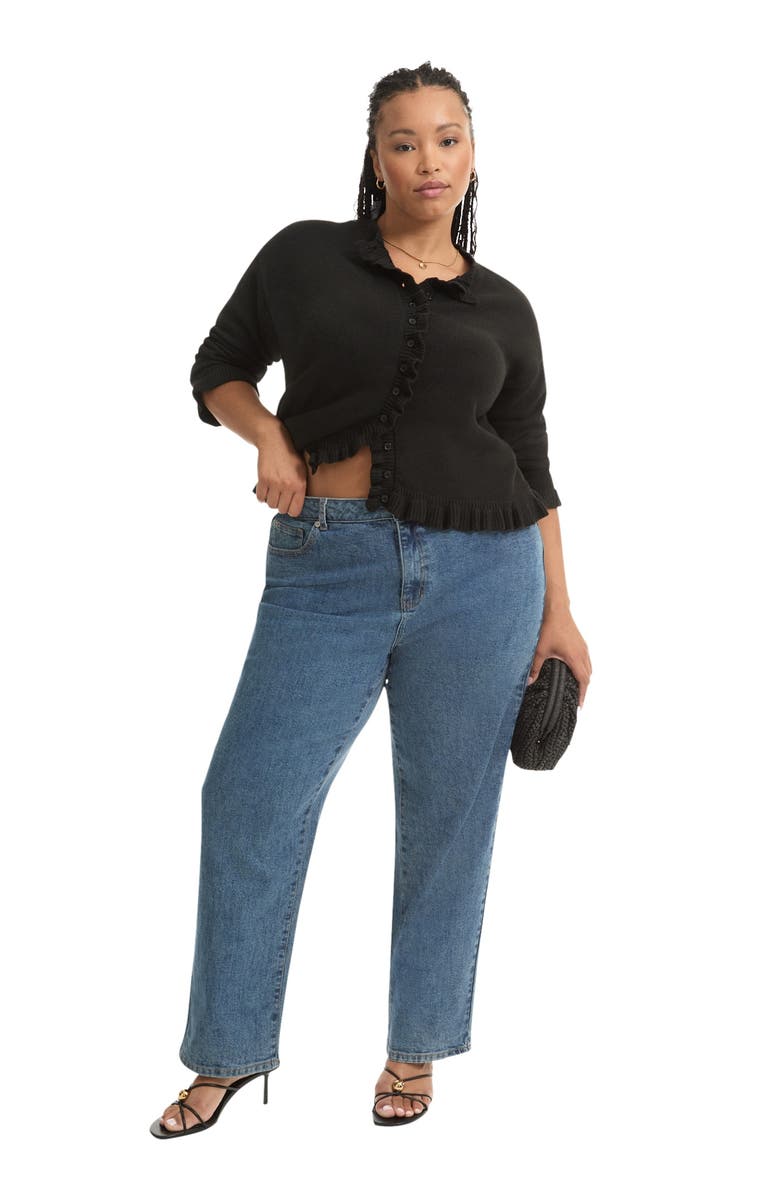 June + Vie Curvie-Fit High-Rise Straight-Leg Stretch Jeans, Main, color, Vintage Medium Wash