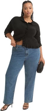 June + Vie Curvie-Fit High-Rise Straight-Leg Stretch Jeans