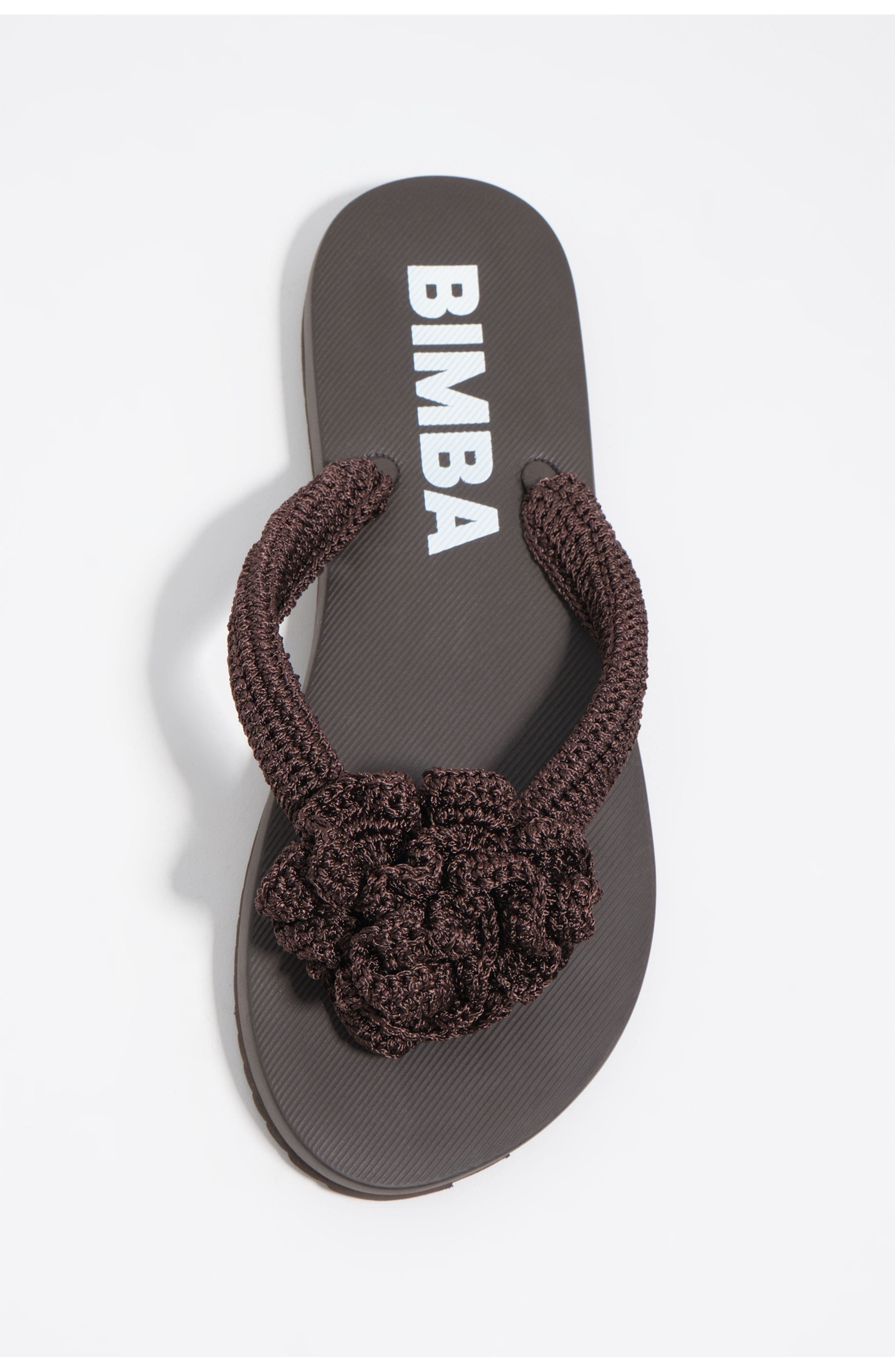 Bimba y Lola Crochet Flower Flip-Flop, Alternate, color, Dark Brown