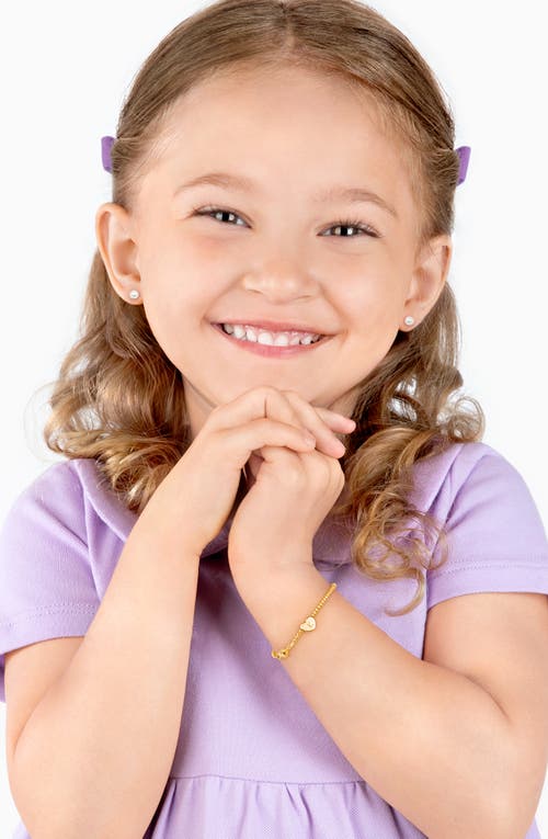 Tiny Blessings 14k Gold Dainty Heart & Engraved Initial 5.25" Bracelet In Gold