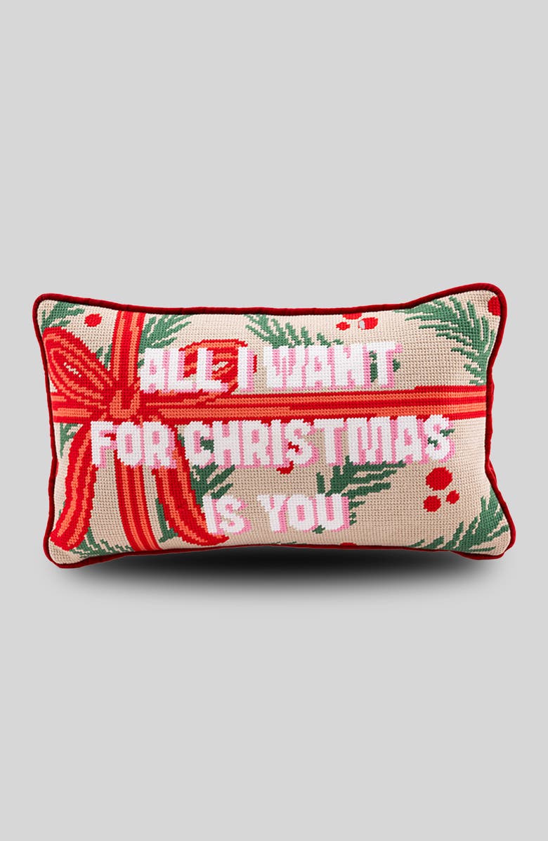 Furbish All I Want Needlepoint Pillow, Main, color, All I Want