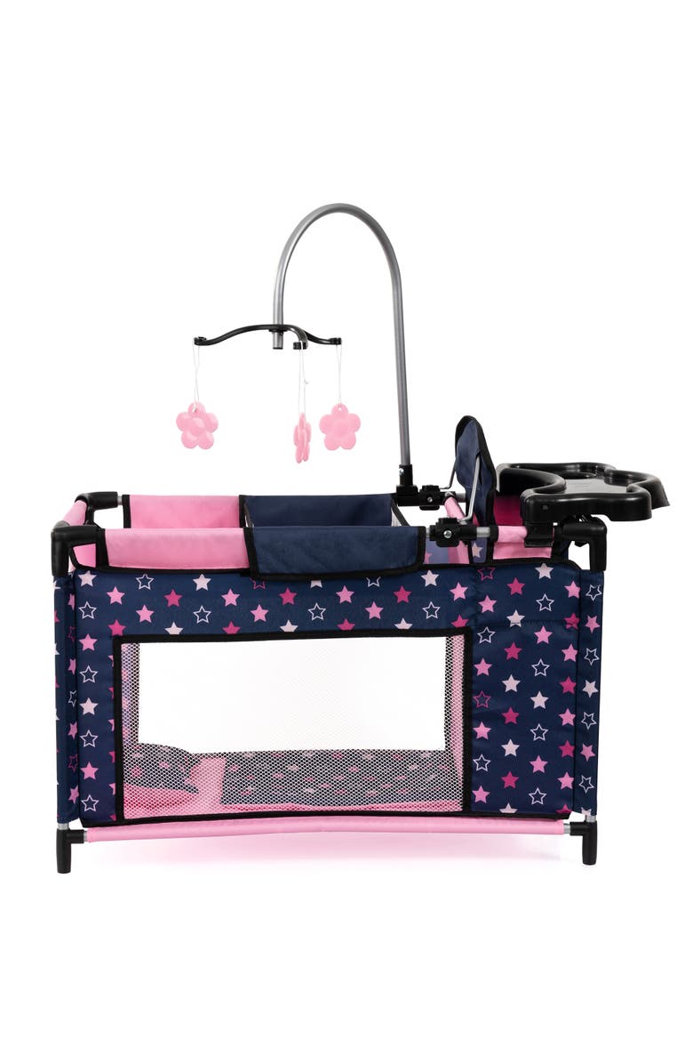 Bayer Design Navy & Pink Multibed Playpen For Dolls With Highchair & Mobile, Alternate, color, 