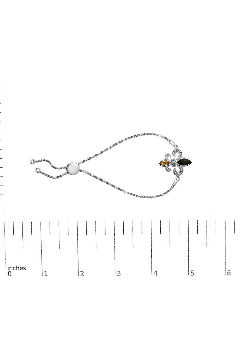 Silver Marquise Black Onyx, Orange Citrine, and Diamond Accent Lariat, Alternate, color, White