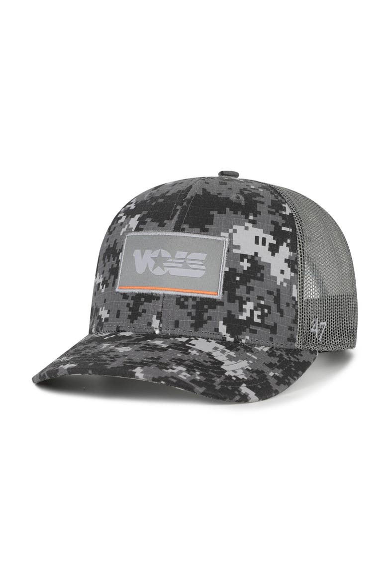 Men's '47 Camo Tennessee Volunteers Smokey Grey Square Script Trucker Adjustable Hat, Main, color, Camo