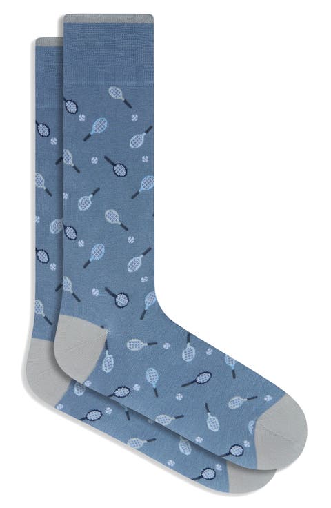 Tennis Mercerized Cotton Blend Dress Socks
