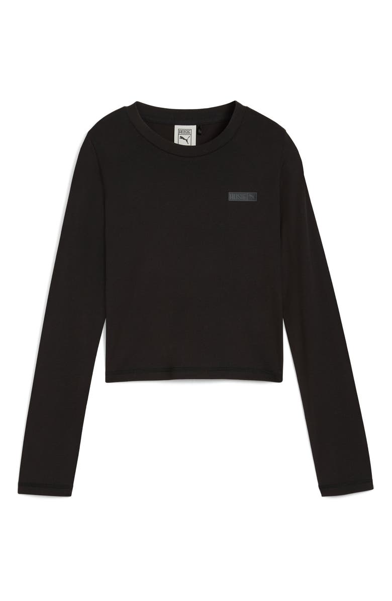 PUMA x Rosé Slim Fit Long Sleeve Crop T-Shirt, Alternate, color, Puma Black