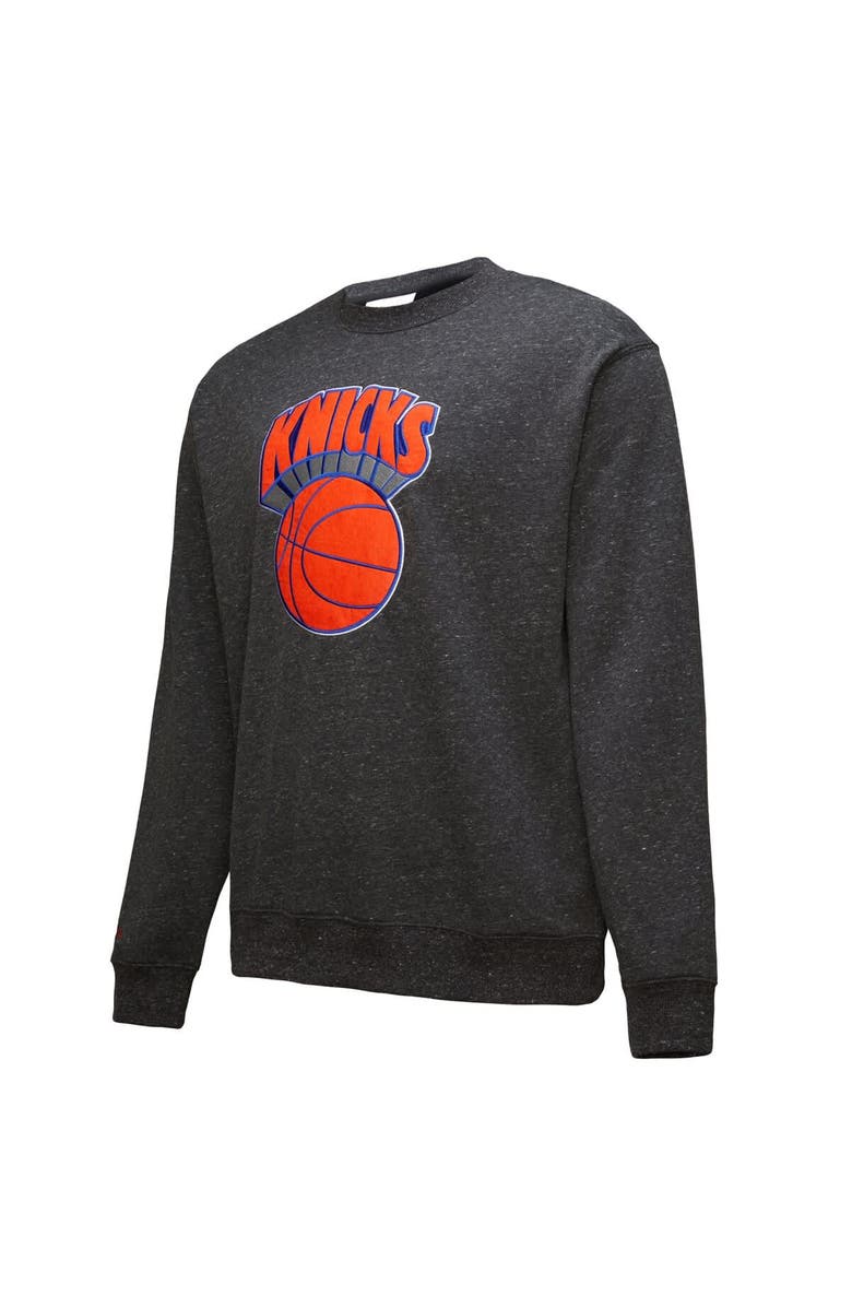 Mitchell & Ness Men's Black New York Knicks Hardwood Classics Blackout Collection Snow Washed Pullover Sweatshirt, Alternate, color, Black