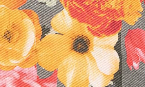 Clifton Wilson Floral Silk Pocket Square In Orange