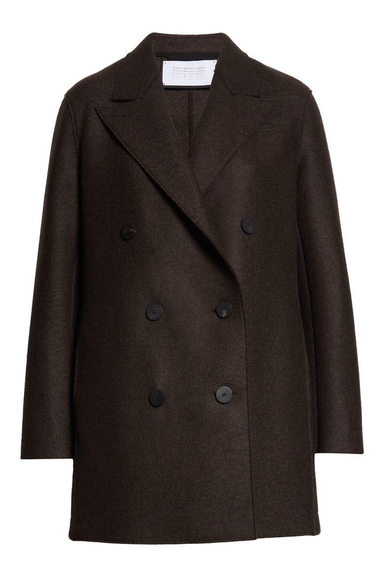 Pressed Wool Peacoat, Alternate, color, DARK BROWN