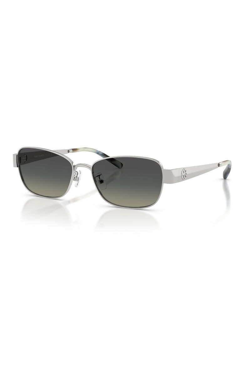 55mm Gradient Polarized Rectangular Sunglasses, Alternate, color, SILVER / GREY GRADIENT