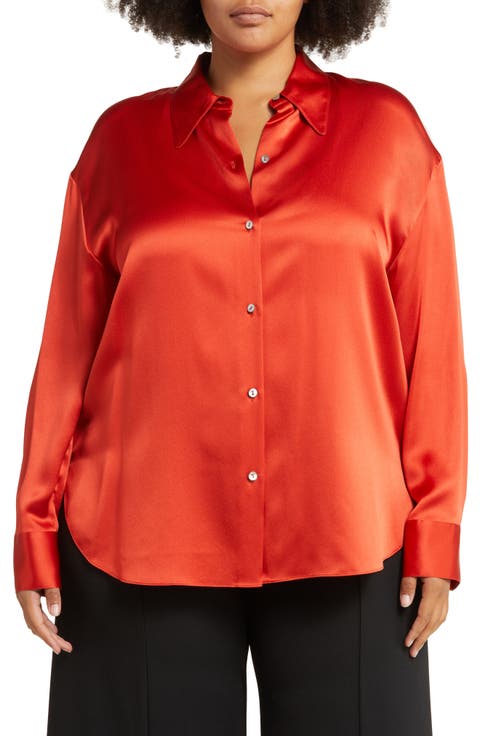 Shaped Collar Silk Blouse