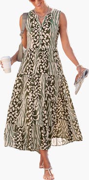 LASCANA Sleeveless Animal Print Maxi Dress