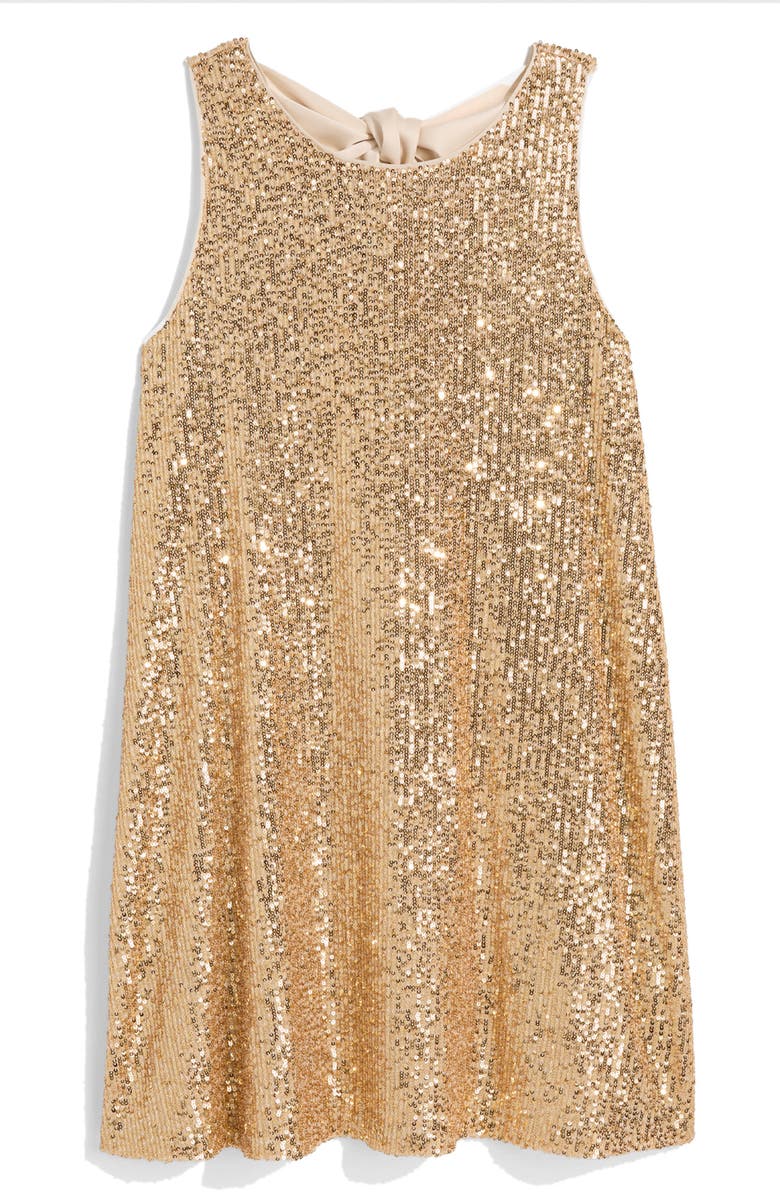 vineyard vines Kiki Sleeveless Sequin Swing Dress, Alternate, color, Gold