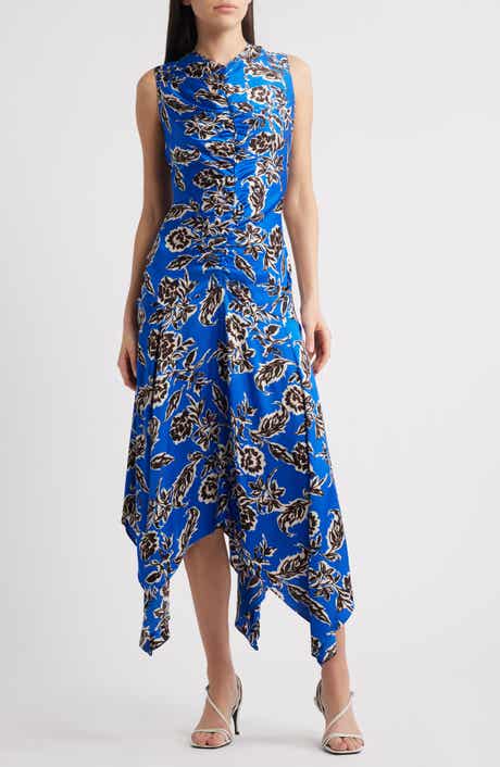 MELLODAY Floral Sleeveless Ruched Satin Midi Dress