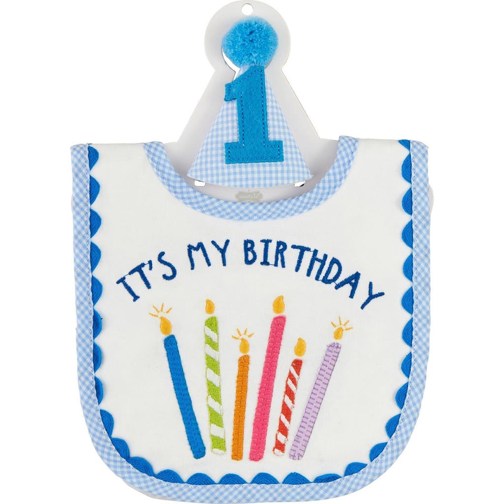 Mud Pie Cake Smash Bib & Hat Set In Blue