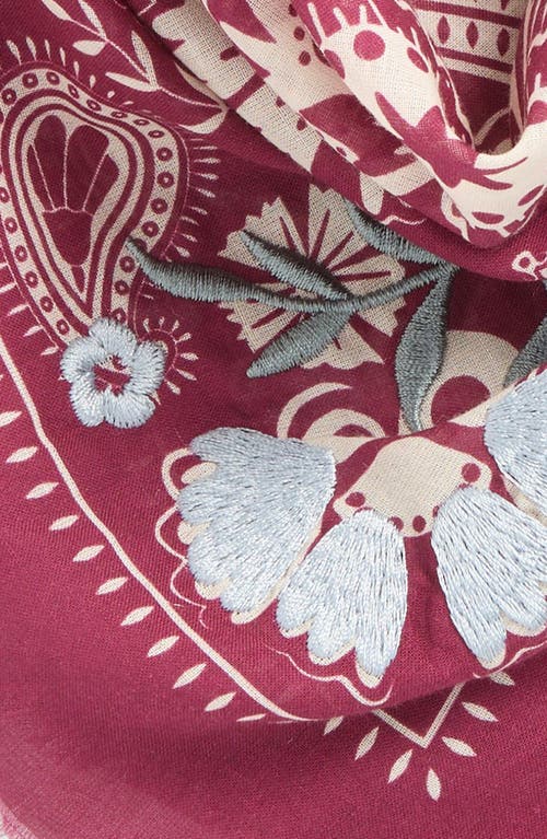 Treasure & Bond Floral Embroidered Bandana In Pink