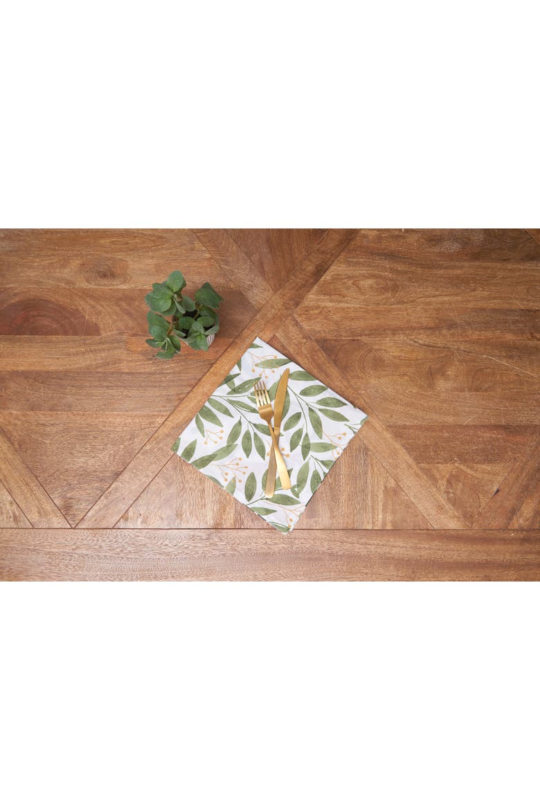 Joelle Cotton Napkins Set of 6 - Vibrant Floral & Palm Leaf, Alternate, color, Green